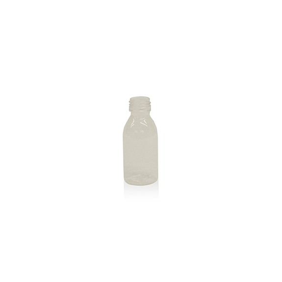 Flacon col étroit s/bouchon DIN28   PET transparent, ENDO