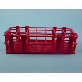 Portoir en PP rouge, 21 tubes de 30 mm (x1)