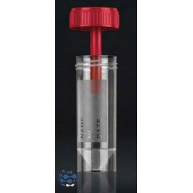 Pot à selles 30mL stérile PP bouchon à vis, cuillère, zone de marquage (x700)